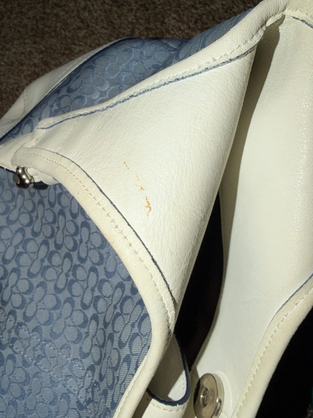 Coach Blue Signature Hobo with White Trim